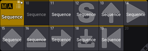 The sequence pool showing the different object action overlays.
