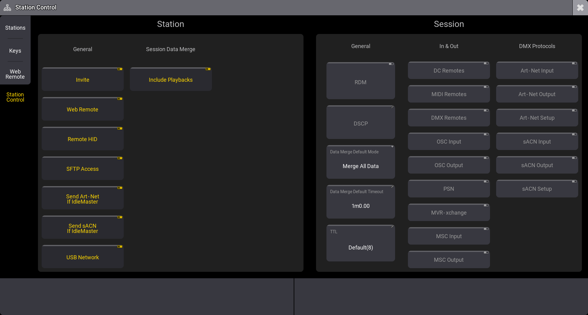 This image shows the Station Control menu.
