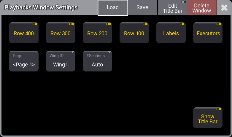 Playback window settings